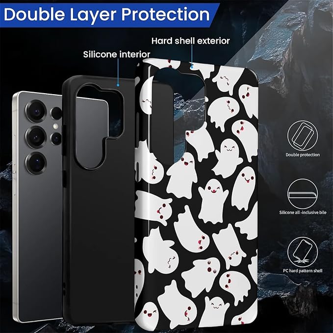 Case for Samsung Galaxy S26 Ultra Case, Halloween Ghosts Bats Design- Hybrid - Image 6