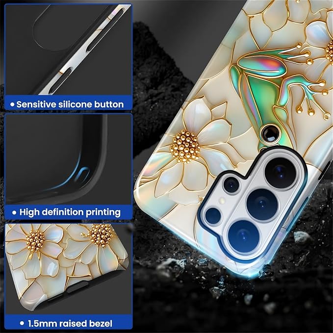 for Samsung Galaxy S26 Ultra Case, Stained Glass Frog Flowers Pattern Glossy 2 - Image 3