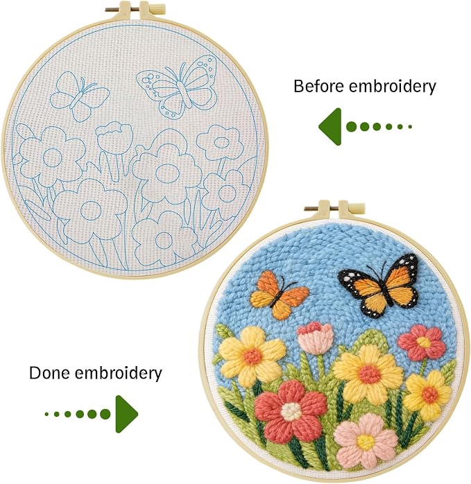 JOZYSH DIY Punch Needle Kits for Beginners Cute Cartoon Butterflies - Image 3