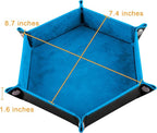 SIQUK 6 Pieces Dice Tray Hexagon Dice Rolling Holder Folding PU Leather Dice - Image 2