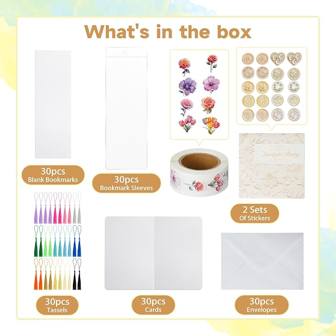 152 PCS Blank Watercolor Cards & Bookmarks Kit, 140lb/300gsm Cotton Paper - Image 3