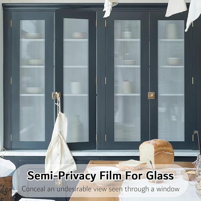 VELIMAX Reeded Glass Privacy Film, Frosted Window Vinyl, 3D Decorative Window - Image 6