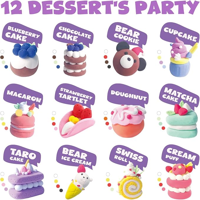 JUPITEARTH Air Dry Clay for Kids, 12 Desserts Theme Party Modeling Clay Set | - Image 4