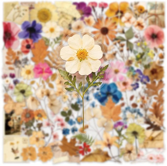 100PCS Transparent Flora Scrapbook Stickers, Vintage Aesthetic Flowers Sticker - Image 3