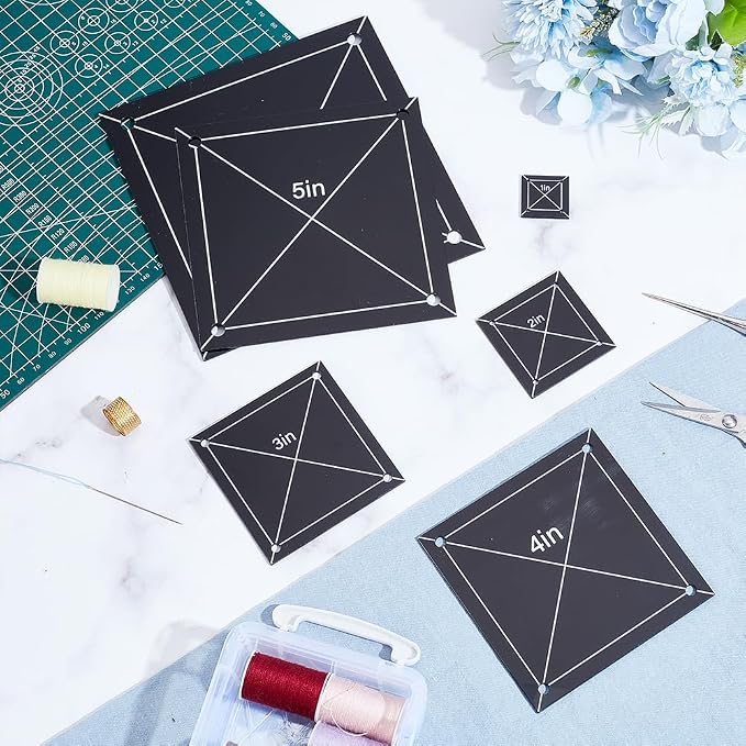 6 PCS 6 Size Square Quilting Template Set 1-6" Black Acrylic Quilting Templates - Image 4