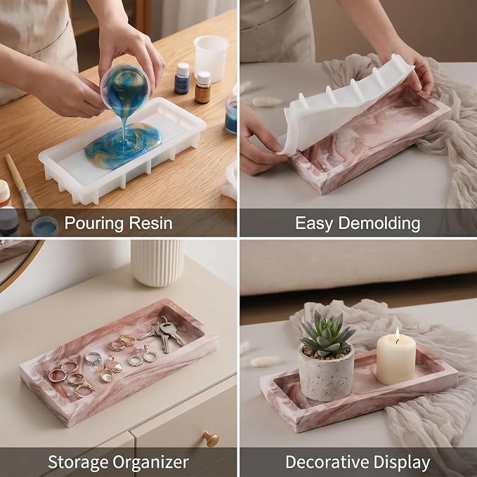 1Pc Rectangular Silicone Resin Tray Mold - Image 7