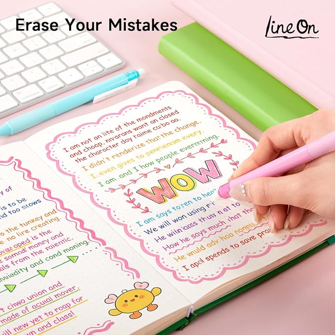 Lineon Erasable Gel Pens, 20 Colors Retractable 0.7mm Fine Point Erasable Pens - Image 3