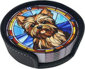 Drink Coaster Set of 6, Yorkshire Terrier Dog Mom Lover Gift, Leather Drink by petloverdoglovercommunity