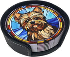 Drink Coaster Set of 6, Yorkshire Terrier Dog Mom Lover Gift, Leather Drink by petloverdoglovercommunity