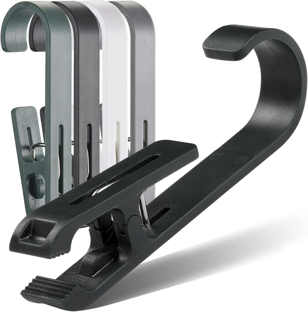 Large Clothes Pins Towel Clips, 8 Pcs Multipurpose Clothes Pins Hook, Strong Plastic Clothes Hanger. S Hook for Shower Curtain Laundry Clothes pins
