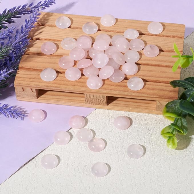 FASHEWELRY 50Pcs Natural Rose Quartz Cabochons Flat Back Gemstone Cabochons - Image 6