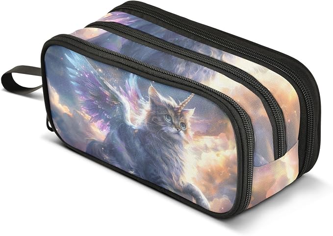 Unicorn Cat with Wings Pencil Case Box Boys Girls Large Pencil Pouch Zipper by BOENLE-WELCOMEYOURCOMING