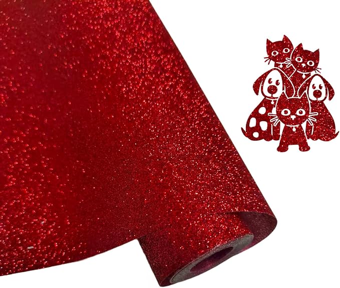 Efuncro- Red Glitter HTV Heat Transfer Vinyl - Image 2