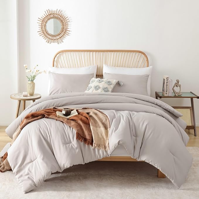 ROSGONIA Comforter Full Size for Girls Boys Teens Linen Grey - Image 2
