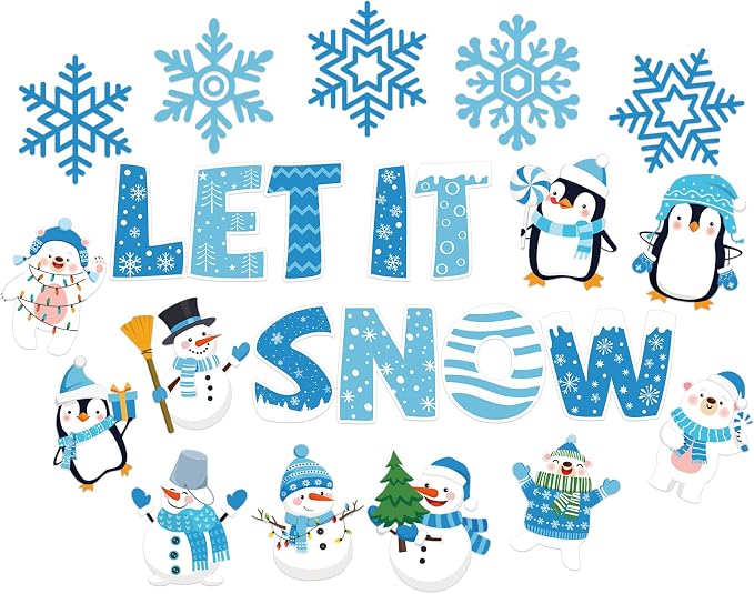 Outus 45 Pcs Winter Cutouts Snowflake Accents Paper Cutouts Name Tags Seasonal by Outus
