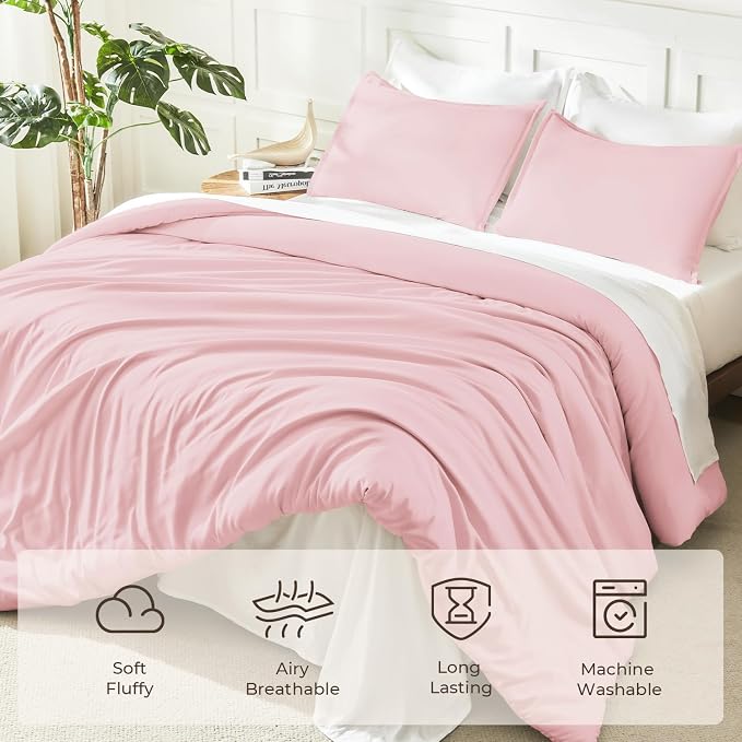 Litanika Pink Twin/Twin XL Comforter Set, 2 Pieces Girls Teen Kids Cute Soft - Image 3