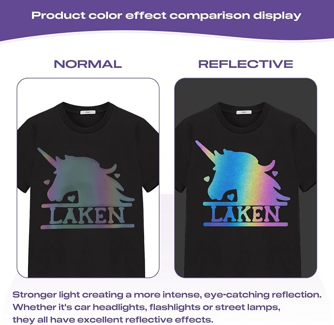 TUMIYA Heat Transfer Vinyl Reflective Rainbow HTV Roll, Reflective HTV Vinyl - Image 6