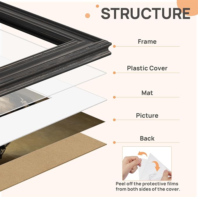 upsimples 8x10 Picture Frame, Vintage Frames Decor, Wall or Tabletop Display - Image 3
