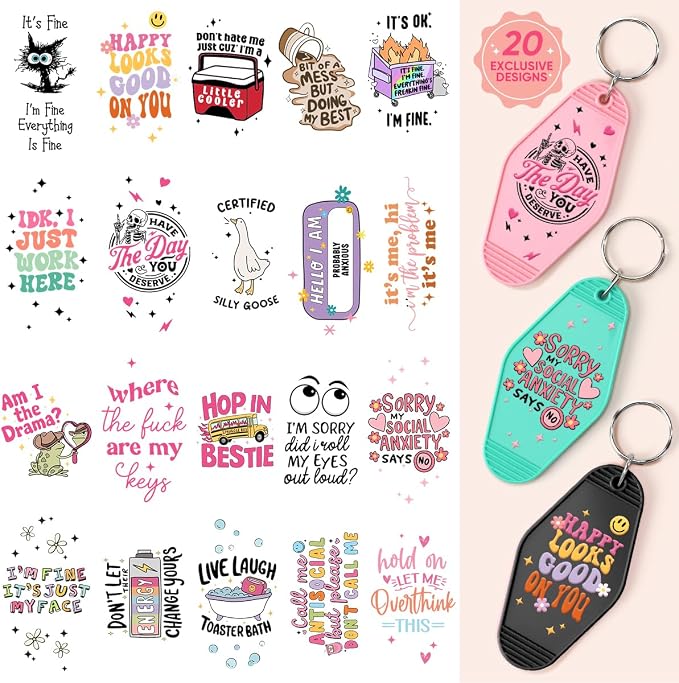KACIOLA STUDIO Funny UV DTF Wrap Stickers-80PCS Funny Theme UV DTF Stickers by KaciolaStudio