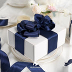 HUIHUANG Navy Blue Satin Wired Ribbon 2.5 inch Navy Wire Edge Christmas Ribbon - Image 4
