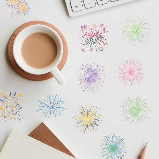 50Pcs Firework for Scrapbooking, Self-Adhesive Transparent Stickers Scrapbook - Image 5