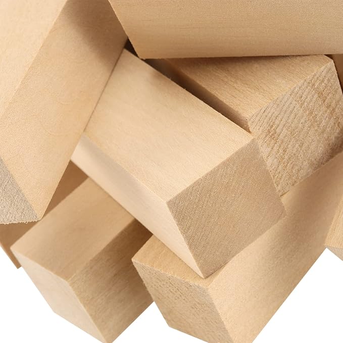 JAPCHET 24 Pieces 4 x 1 x 1 Inch Basswood Carving Blocks, Natural Wood Carving - Image 3