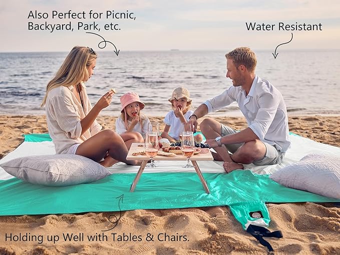 WEKAPO Beach Blanket Sandproof Waterproof, Extra Large Beach Mat, Oversized & - Image 3