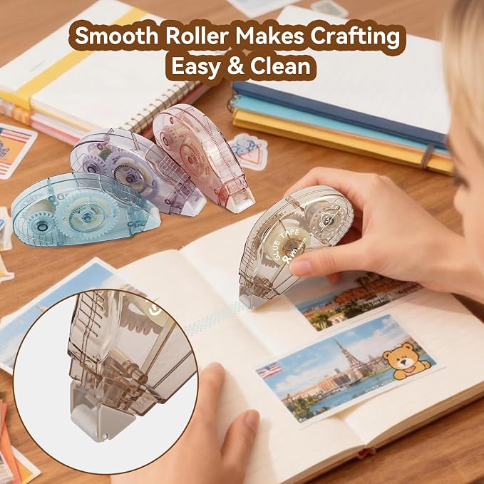 Double Sided Tape Roller, 8 Pack Adhesive Scrapbook Tape Runner - Image 7