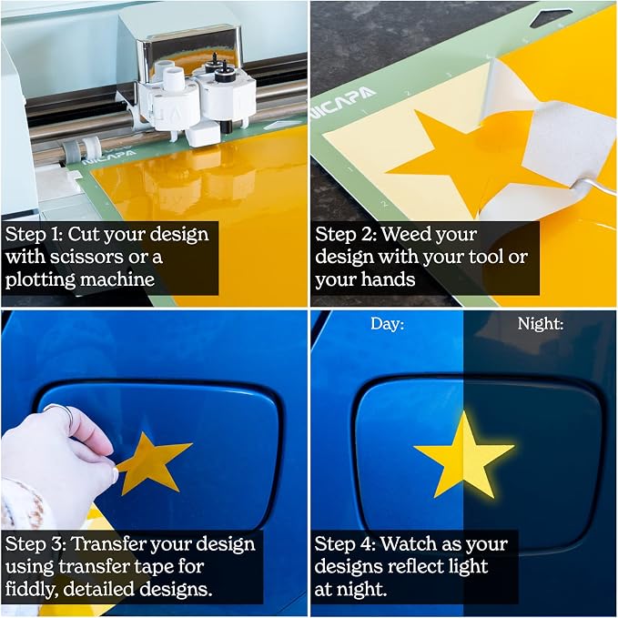 Reflective Vinyl for Cricut Joy Permanent Adhesive Light-Activated Glow in The - Image 5