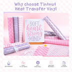Tintnut Pink Purple Plaid Heat Transfer Vinyl, PU HTV Sheets, easy cut & weed - Image 3