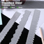 JJUNW 3 Pcs Deckle Edge Ruler Carbon Steel Metal Paper Tearing Ruler Craft Ruler - Image 3