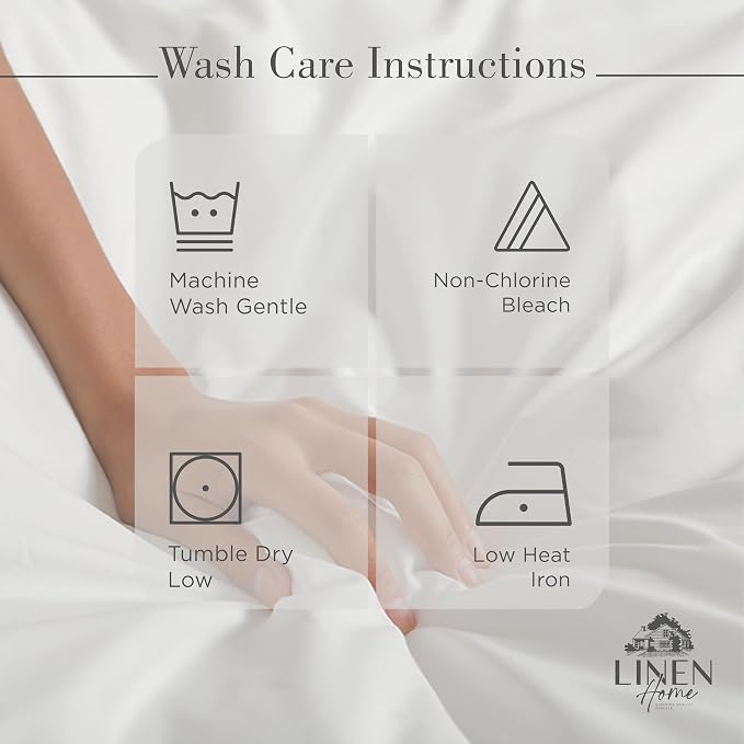 Linen Home 100% Cotton Percale Sheets Queen Size, Deep Pocket, 4 Pieces Set - Image 5