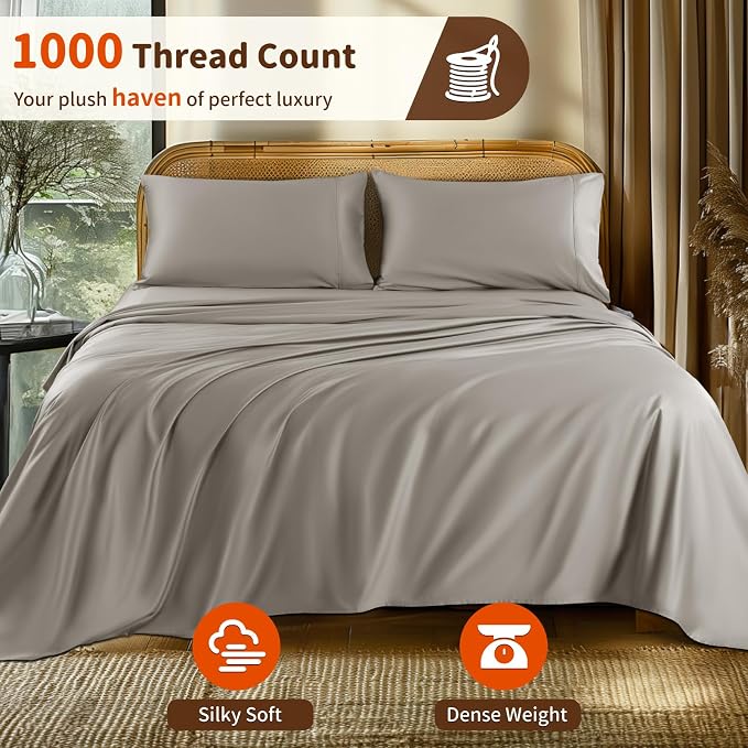 LBRO2M Split King Sheet Sets for Adjustable Bed 1000 Thread Count 100% Egyptian - Image 2