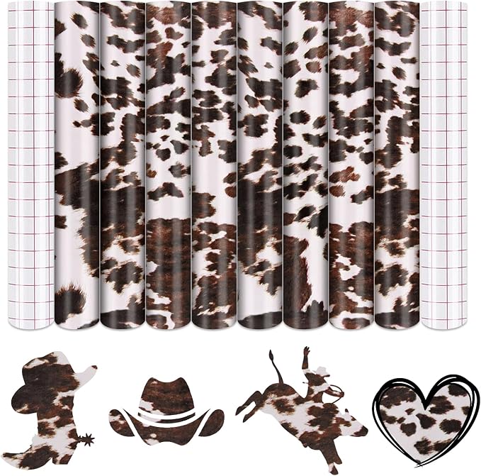 Tintnut Cow Print Permanent Vinyl 8 Sheets 12x10in Permanent Adhesive Vinyl | by Tintnut