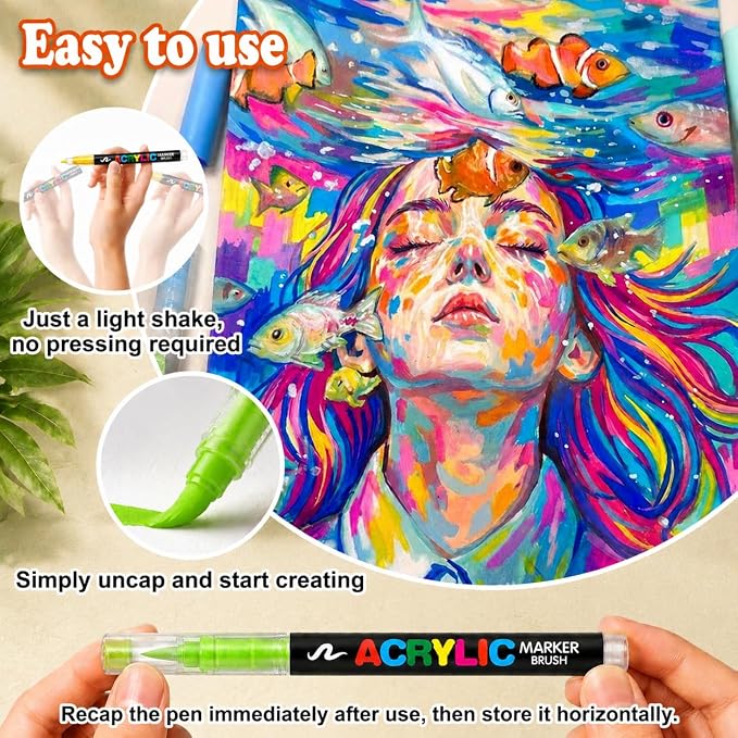 408 Acrylic Paint Markers with Storage Box, Soft Brush Tip Acrylic Paint Pens + - Image 2