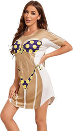 Ekouaer Women's Bikini Shirt Cover Up Short Sleeve Cute Bikini Print Cover-Up - Image 3
