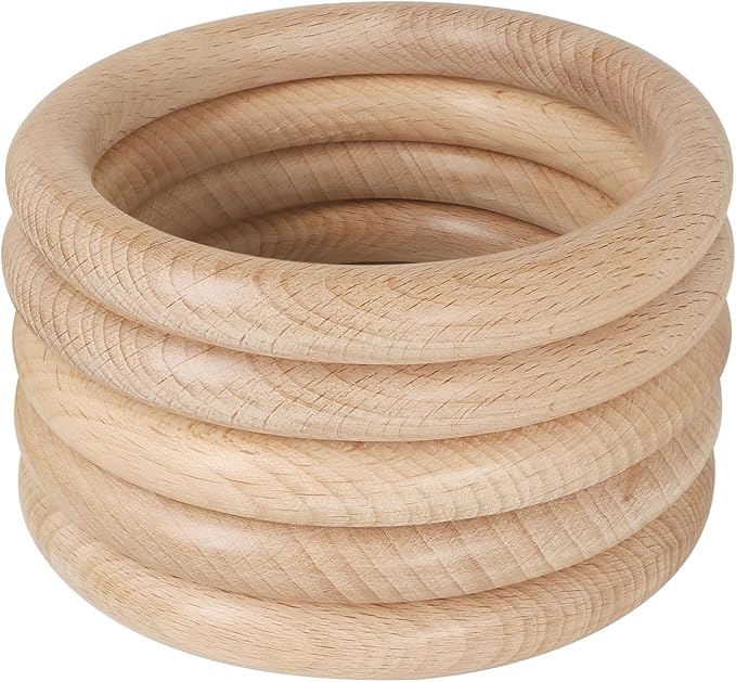 FoDau770 10pcs Natural Beech Wooden Rings, Unfinished Solid Wood Rings Heavy by FoDau770