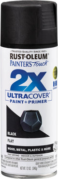 Rust-Oleum Painter's Touch 2X Ultra Cover Spray Paint, Flat Black | Indoor and by Rust-Oleum
