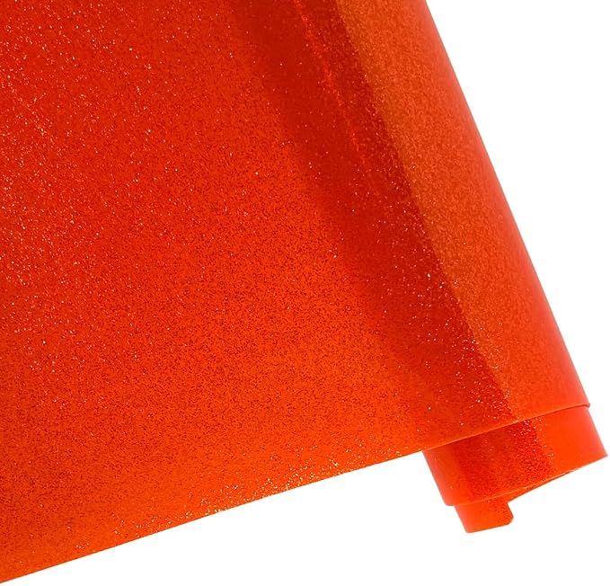 ONEART | Orange Transparent Glitter Vinyl Roll, 0.7 mm Solid Clear PVC Jelly - Image 2