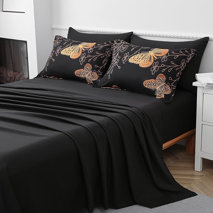 Yogeneg 7 Piece Bed in a Bag King Size Comforter Set Black Bedding Set - Image 4