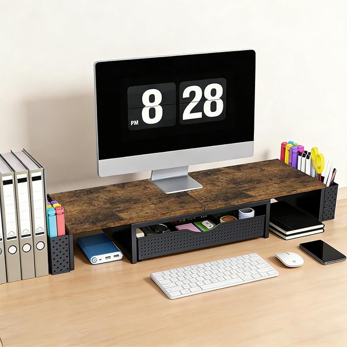 Spacrea Metal Desk Organizers and Accessories, Dual Monitor Stand Riser - Image 3