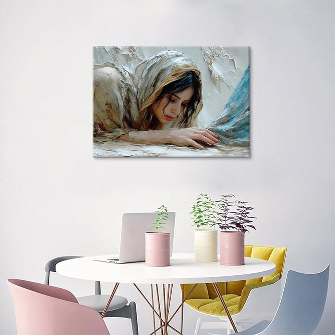Jesus Heals The Girl Wall Art Woman Touches the Hem of Jesus' Skirt Canvas - Image 8