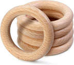FoDau770 5pcs Natural Beech Wooden Rings, Unfinished Solid Wood Rings Heavy by FoDau770