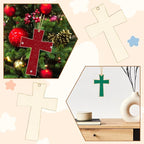 40Pcs Crosses Unfinished Wooden Gift Ornaments DIY Craft Activity Paintable - Image 3