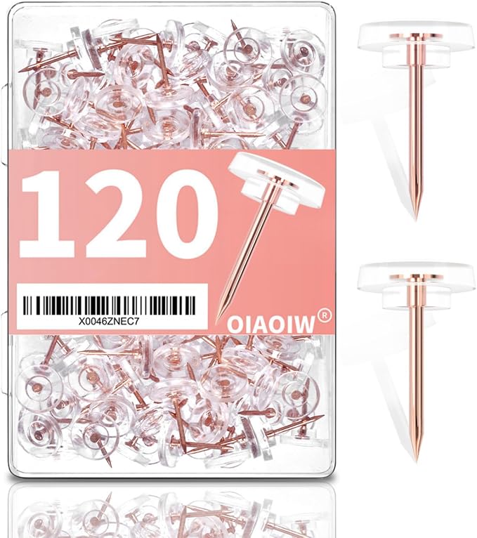 120 PCS Flat Rose Gold Push Pins by OIAOIW