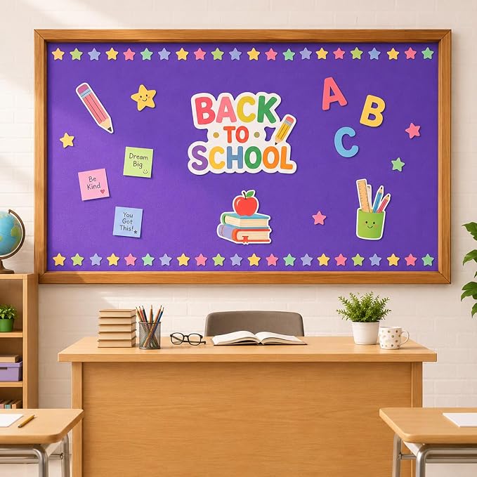 Purple Bulletin Board Roll Non-Woven Fabric Poster | Back to School Classroom - Image 4