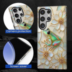 for Samsung Galaxy S23 Ultra Case, Stained Glass Frog Flowers Pattern Glossy 2 - Image 5