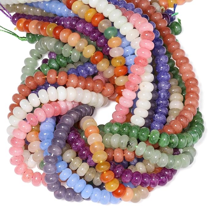 Songxi 5x8mm Natural Light Blue Colored Jade Stone Rondelle Beads, Gemstone - Image 9
