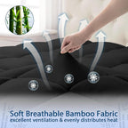 ELEMUSE California King Black Cooling Bamboo Viscose Mattress Topper - Image 4