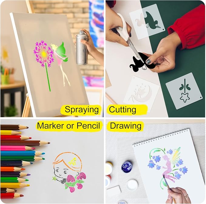 Marspark 66 Pcs Small Stencils for Crafts Reusable 3 Inch Stencils for Painting - Image 3